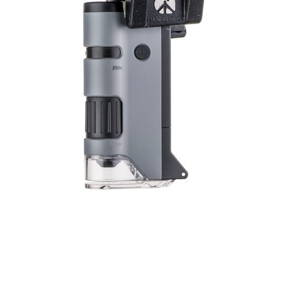 Flip down base LED pocket microscope