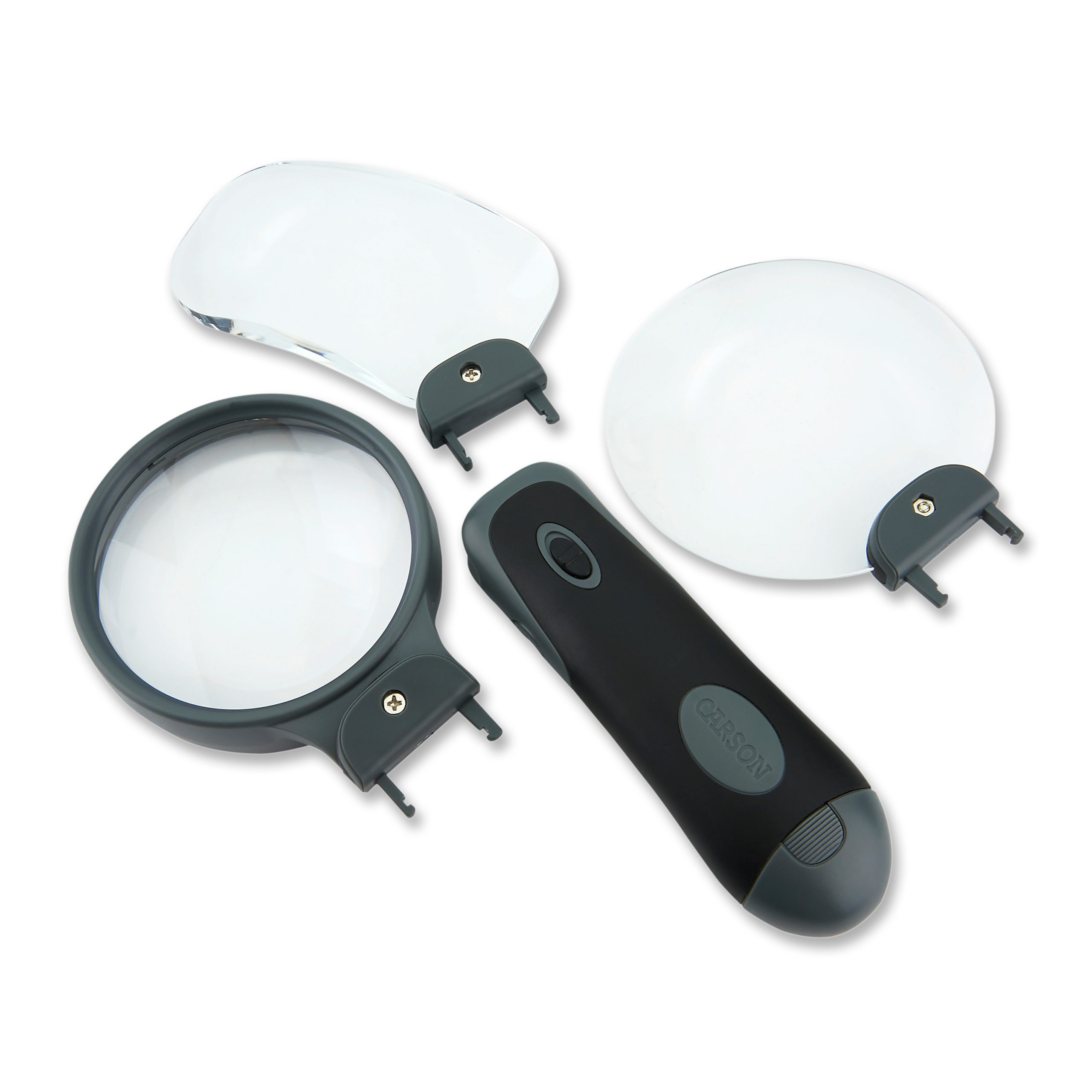 Remov-A-Lens™ 2x-3x Power 3-in-1 LED Lit Handheld Magnifying Glass Set –  Carson Optical