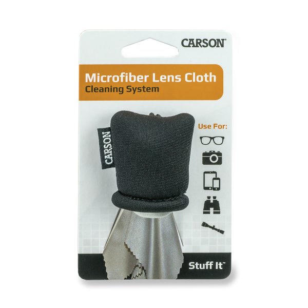 Black pouch with microfiber cleaning cloth