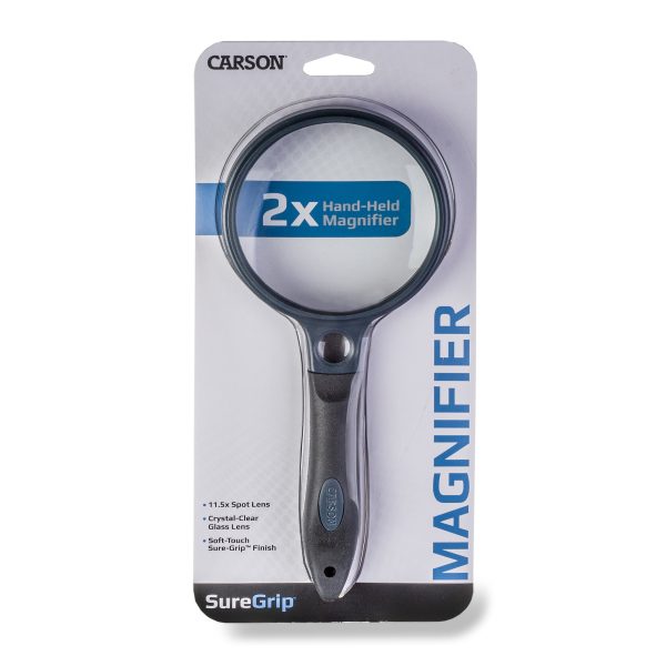 Craft and Hobby Magnifiers Inspection SG-10, SG-12, SG-14, SG-16 Carson SureGrip Series Hand Held or Hands Free 2x Power Magnifying Glasses For Reading Low Vision 