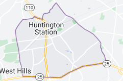map centered on Huntington Station, Long Island NY
