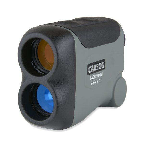 Carson RF-700 Laser Rangefinder front angle view, objective lens and fully multi coated lens for 6x magnification perfect measurements