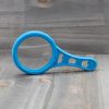 Carson MagnetMag Blue 3x Handheld Magnifier with Magnetic Handle, Acrylic Lens with 6x Spot Lens, Standing on side, colorful fridge magnet