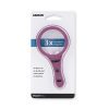 Vue de face de l'emballage de la loupe violette Carson MagnetMag, poignée magnétique confortable, utilisation mains libres facile, aimant de réfrigérateur coloré