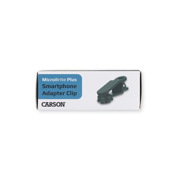 Carson MicroBrite Pro LED beleuchtetes Taschenmikroskop Paket Vorderseite, 60 120x Vergrößerung, LED beleuchtet, Smartphone Adapter Clip, Digiskopie